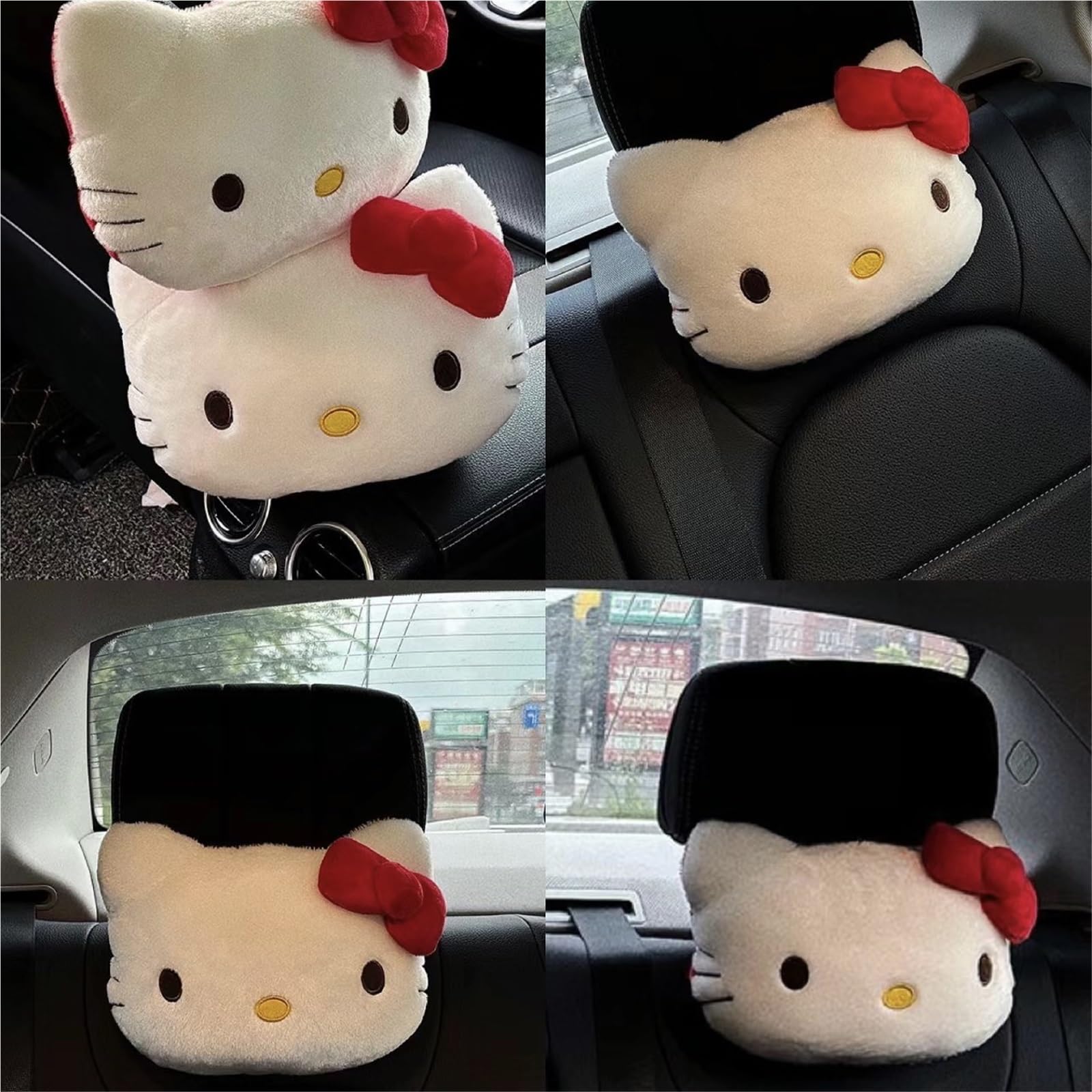 2点セット】キティ ネックパッド 車用 ヘッドレスト 車首クッション 首