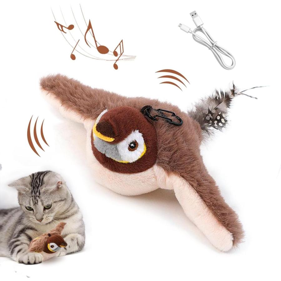 猫 おもちゃ 鳥 猫用おもちゃ ぬいぐるみ玩具 ピョンピョンバード 電動