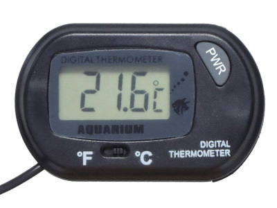 デジタル 水温計 ON OFF機能 本体とセンサー用固定吸盤2個付き LCD 液晶 アクアリウム 水槽