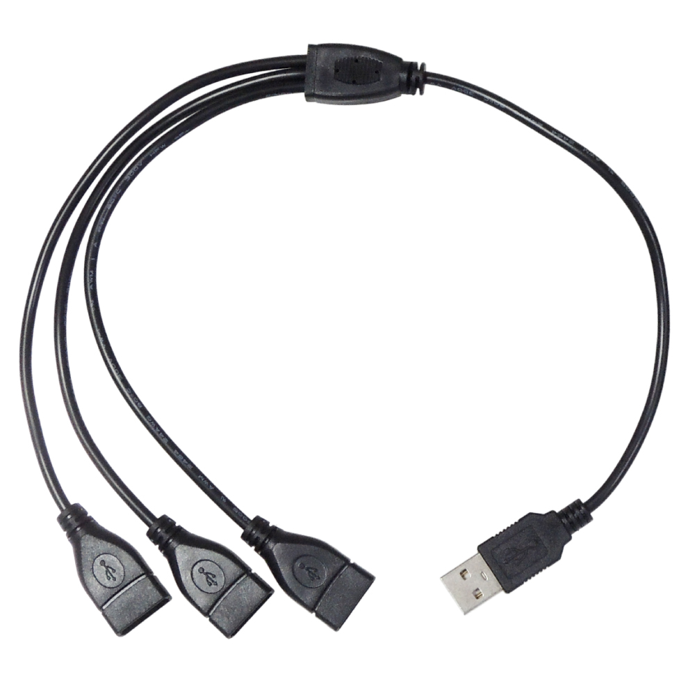 USB電源コード 3分岐 三股 三又 (USBオス USBメス×3) 給電・充電のみ