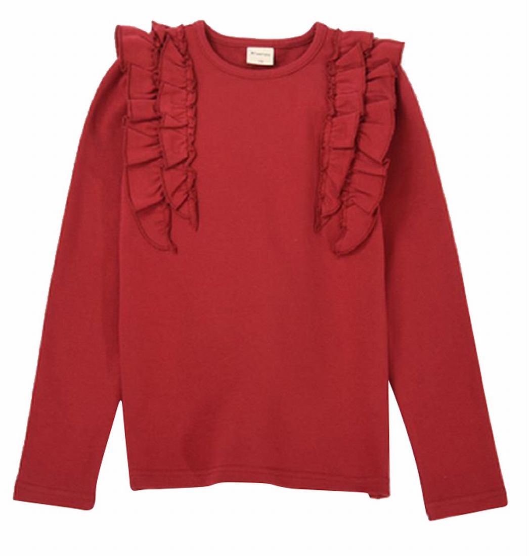子供服 フリルトップス フリル トップス ロンT 長袖Tシャツ キッズ Tシャツ カットソー 長袖 ロングTシャツ 子供 ジュニア 女の子 100 1 |  | 04