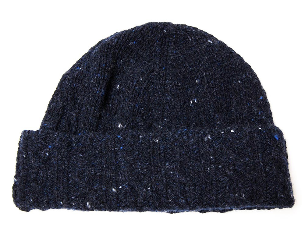 アイルランド製 inis meain ZIPケーブルニット ネイビー 美品 帽子 INIS MEAIN イニシュマン ケーブルニットキャップ メール便