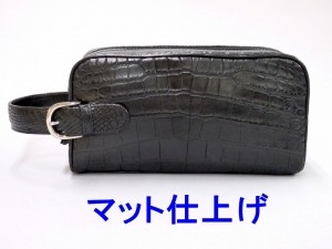 【タイムセール】 川彦　クロコダイル メンズ Wファスナーセカンドバッグ　黒 【Q1081481386】(38418円)