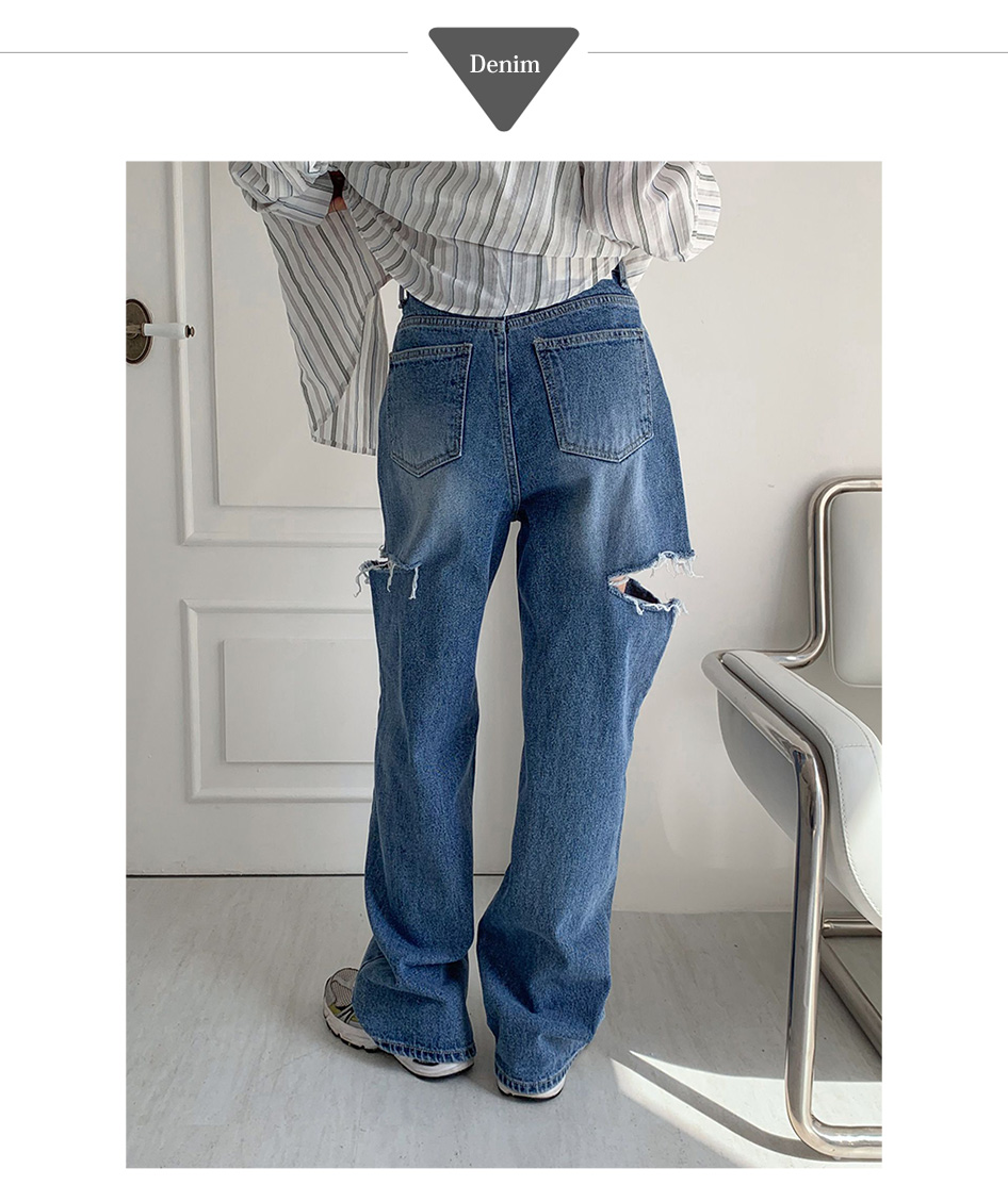 美品 HOLIDAY ホリデイ パンツ ジーパン ストレートデニム ダメージ加工 DAMAGE DENIM SLIM PANTS（LIGHT INDIGO）｜HOLIDAY（ホリデイ