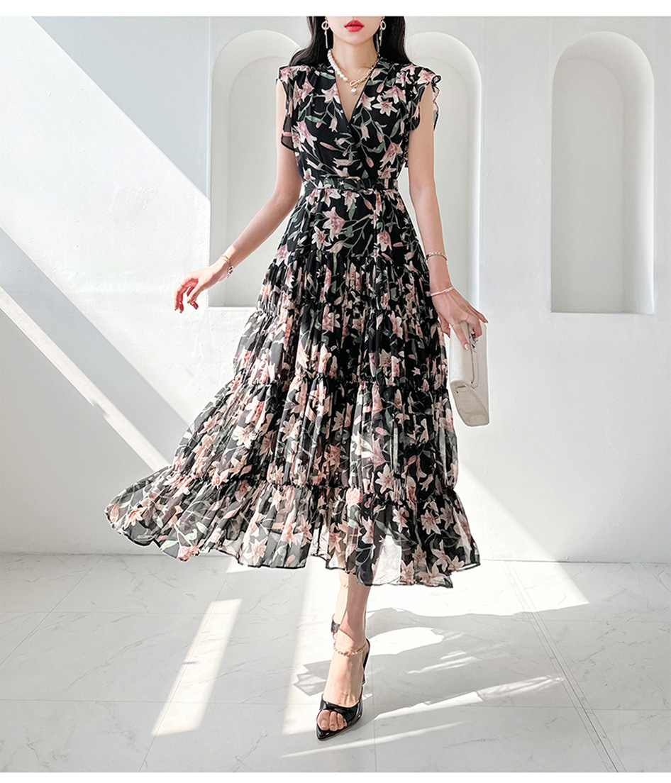 ワンピース レディース ロング丈 ミモレ丈 ノースリーブ Aライン