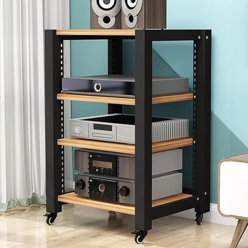 オーディオラック3段キャスター付きインテリア 棚ゲーム機ラック