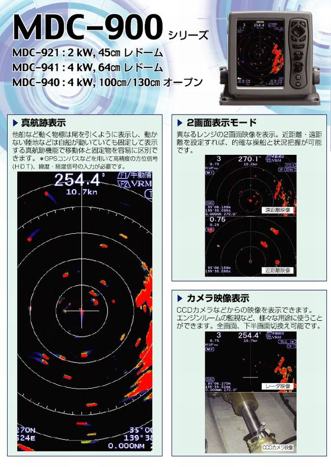KODEN 光電 MDC-941 8.4インチ 液晶カラーレーダー 4 kW、32 nm、64 cm 