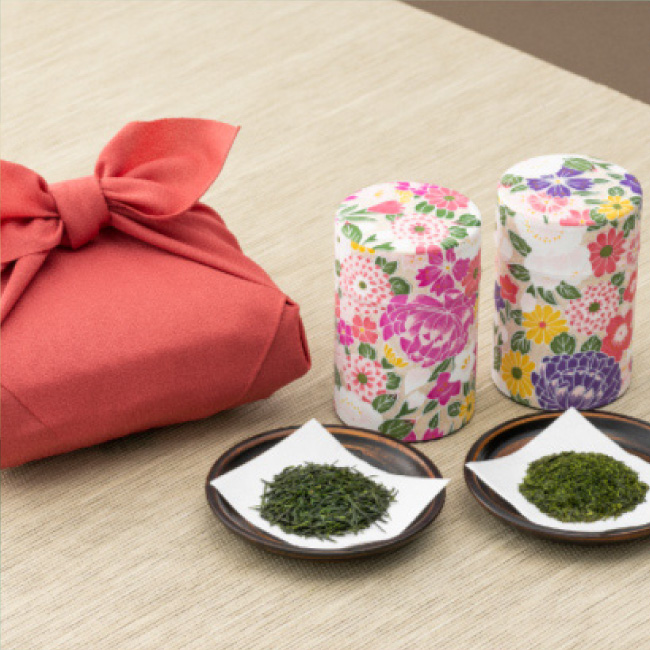 ギフト 川本屋茶舗 高級 日本茶 2種 竹かご入り プレゼント セット