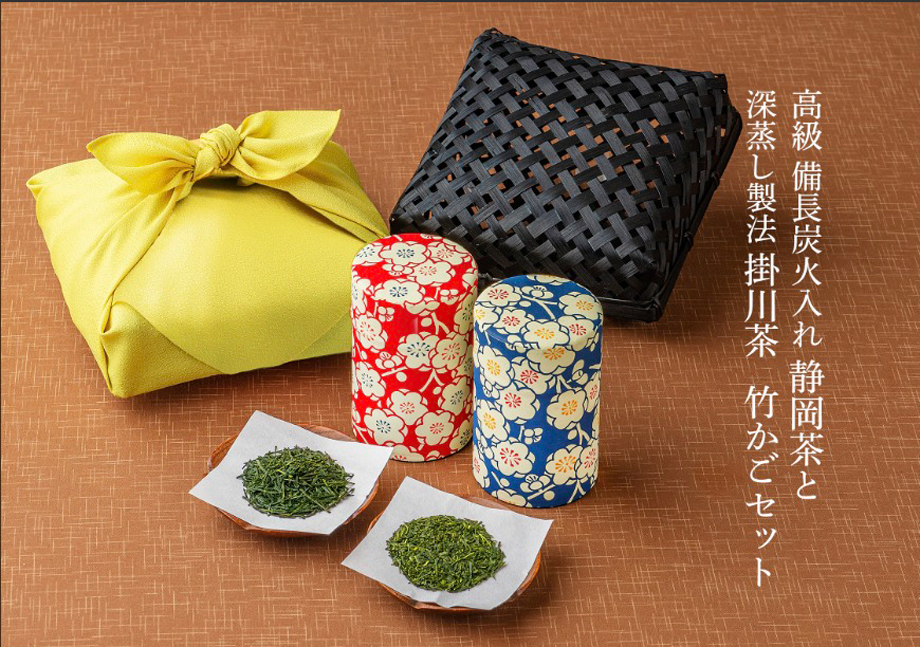 母の日ギフト 川本屋茶舗 日本茶 2種 竹かご入り お茶 高級 ギフト