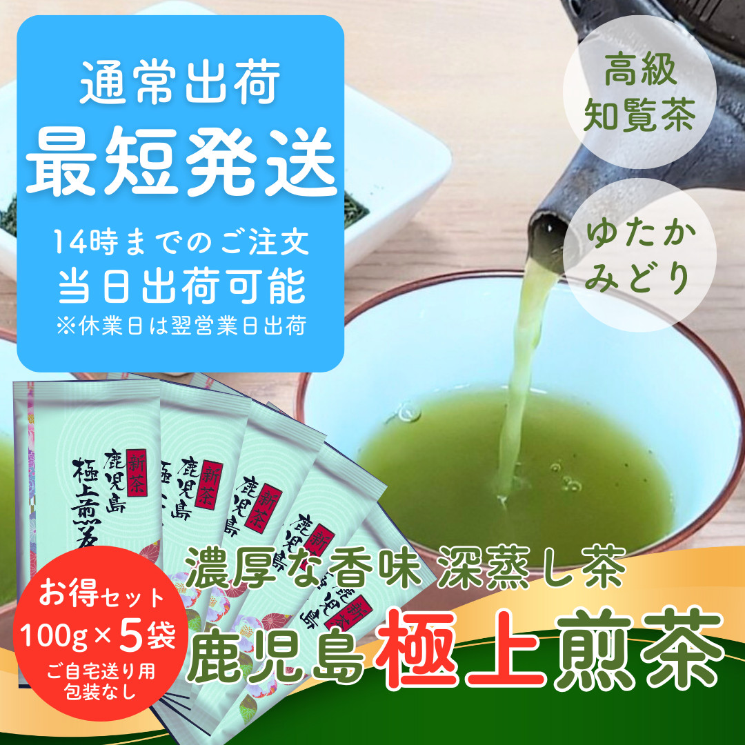 新茶 2025 知覧茶 深蒸し茶 鹿児島極上煎茶 100g×5袋 お徳用