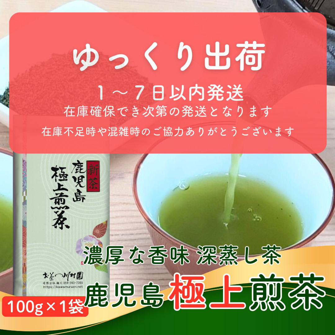 新茶 2026 お茶 知覧茶 鹿児島極上煎茶 100g 高級茶 深蒸し茶 ゆかた