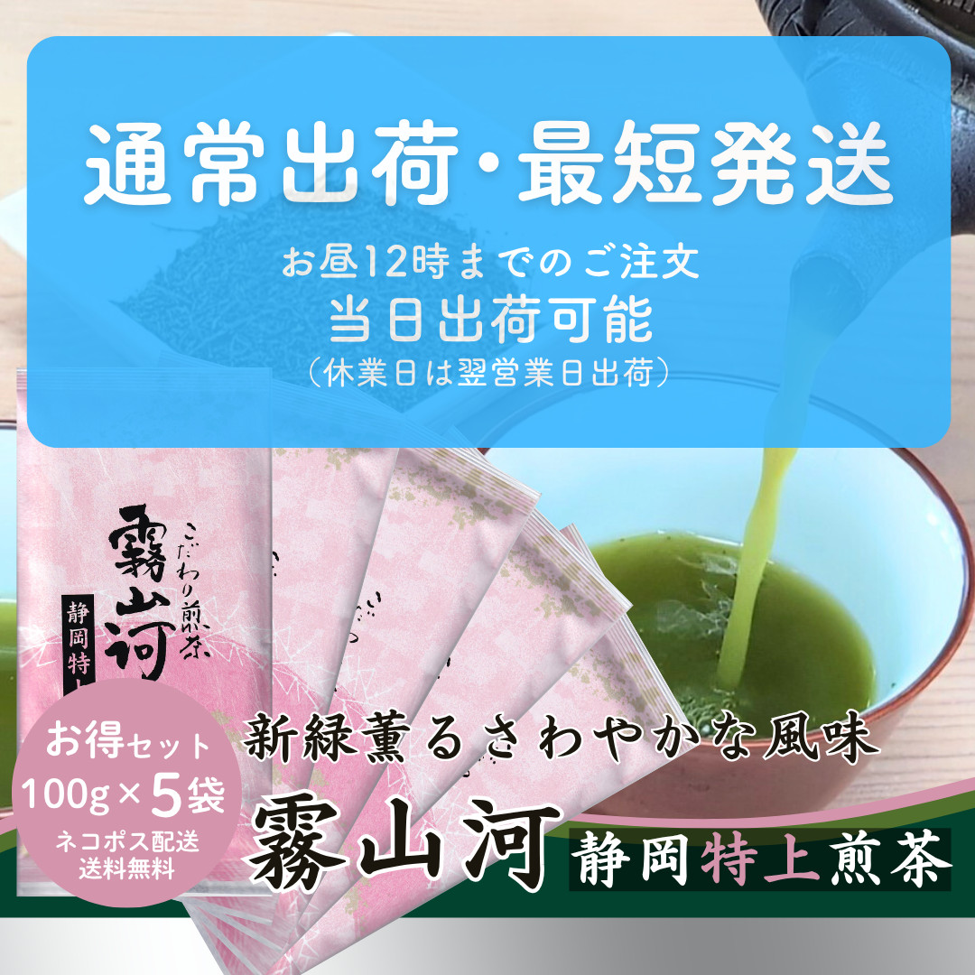 お茶 お茶の葉 静岡茶 「霧山河 特上」100g×5袋 お徳用セット 深蒸し