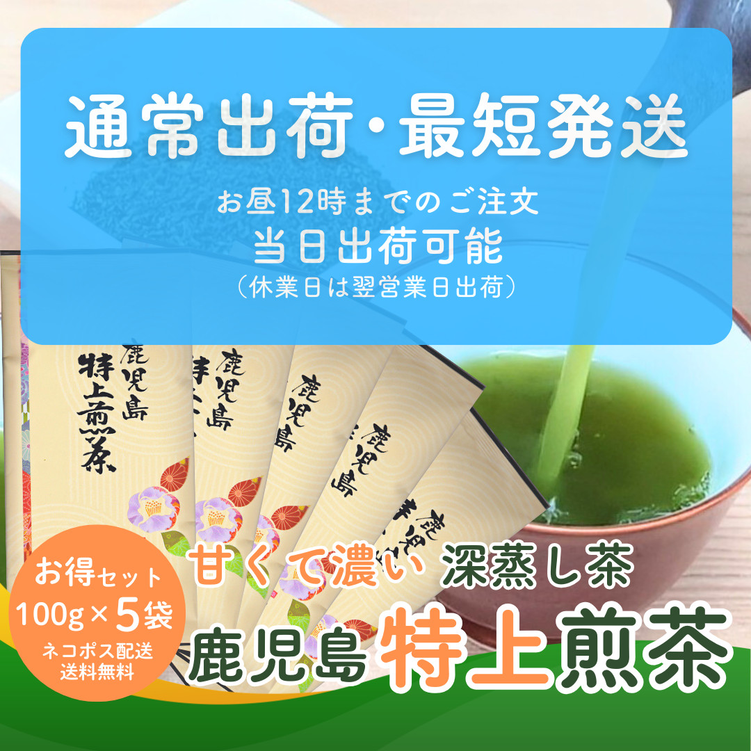 お茶 お茶の葉 知覧茶 鹿児島特上煎茶 100g×5袋 お徳用セット さえ