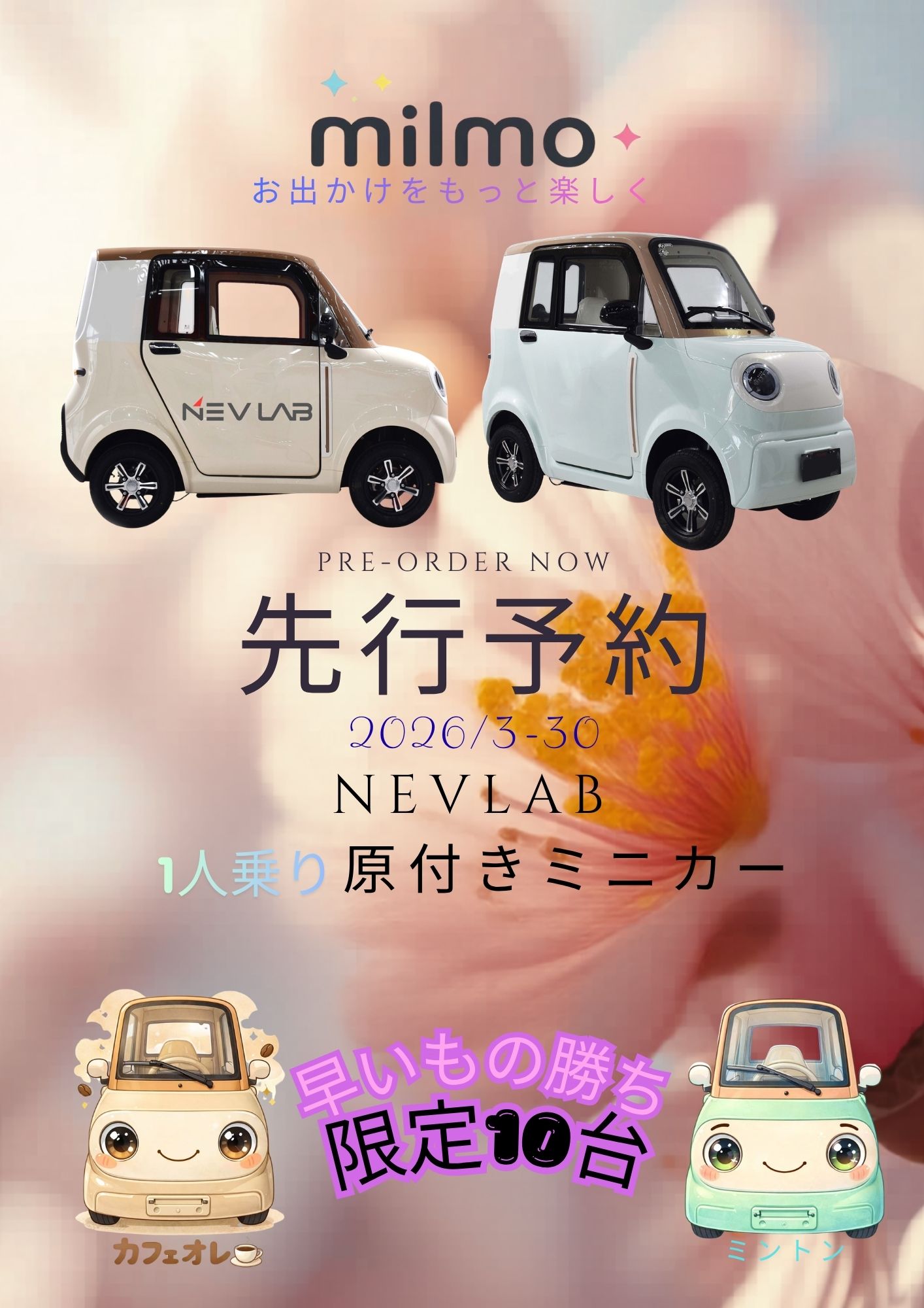 電動ミニカー不動 NEV OtotO 電動ミニカー 小型車 マイクロカー 三輪 自動車