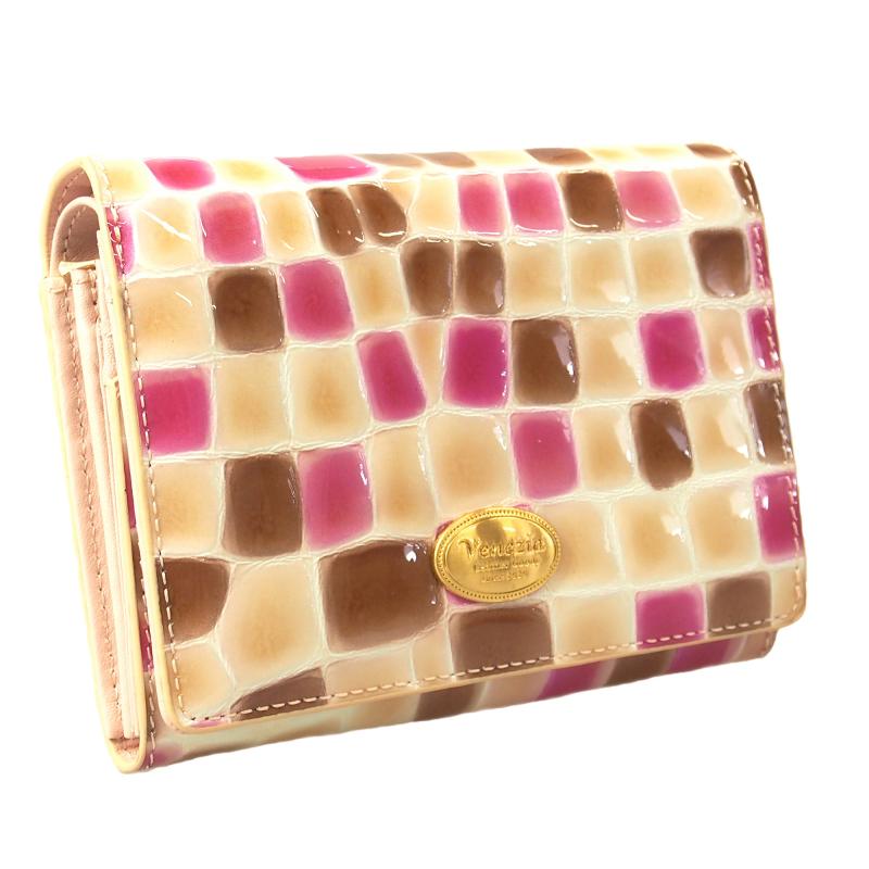 二つ折り財布 牛革 本革 大容量 L字ファスナー式 小銭入れ付きステンドグラス調 レディ−ス 札入れ アコーディオンマチ 送料無料 STE-06 |  | 01