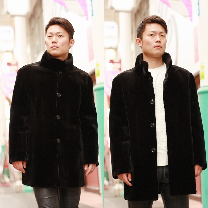 高級 毛皮コート レディース シェアードミンク シルク リバーシブル