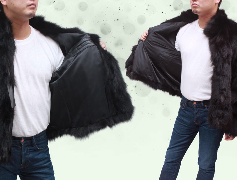 メンズ 毛皮ジャケット ファージャケット ブルーフォックス ファー