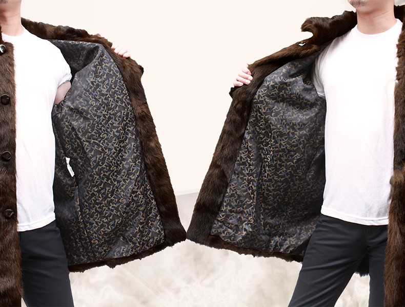 ファーコート メンズ ウィーゼル ステンカラー 毛皮コート ハーフ