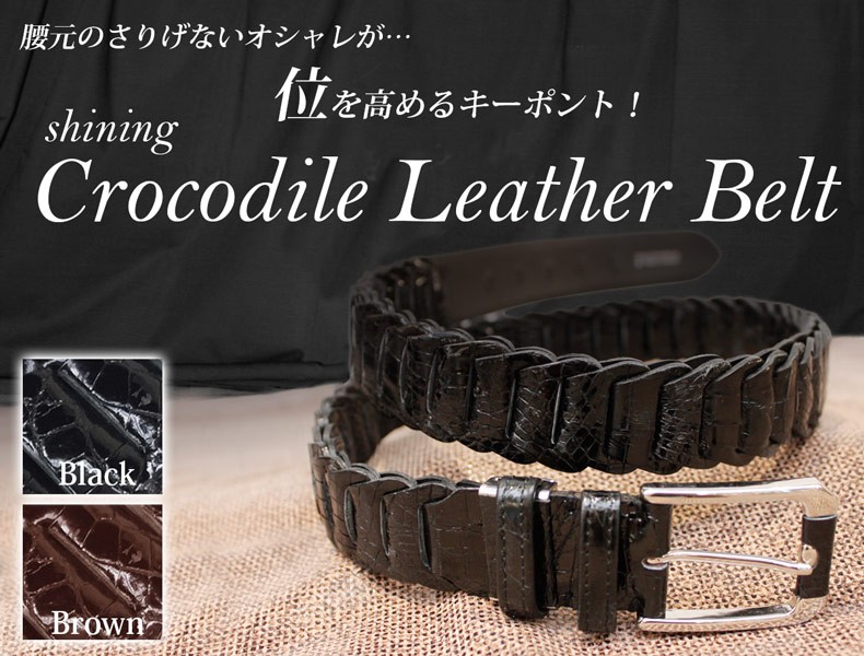 クロコダイル ベルト メンズ クロコベルト レザーベルト 1555 : 本革