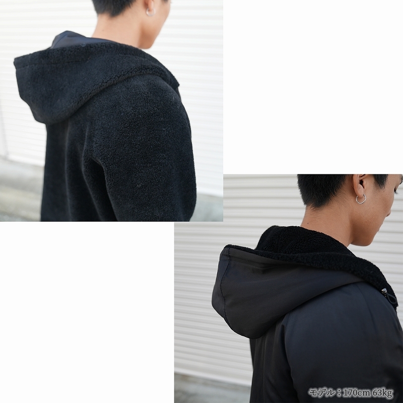 ファージャケット メンズ 羊毛 毛皮 フード付き ジップアップ