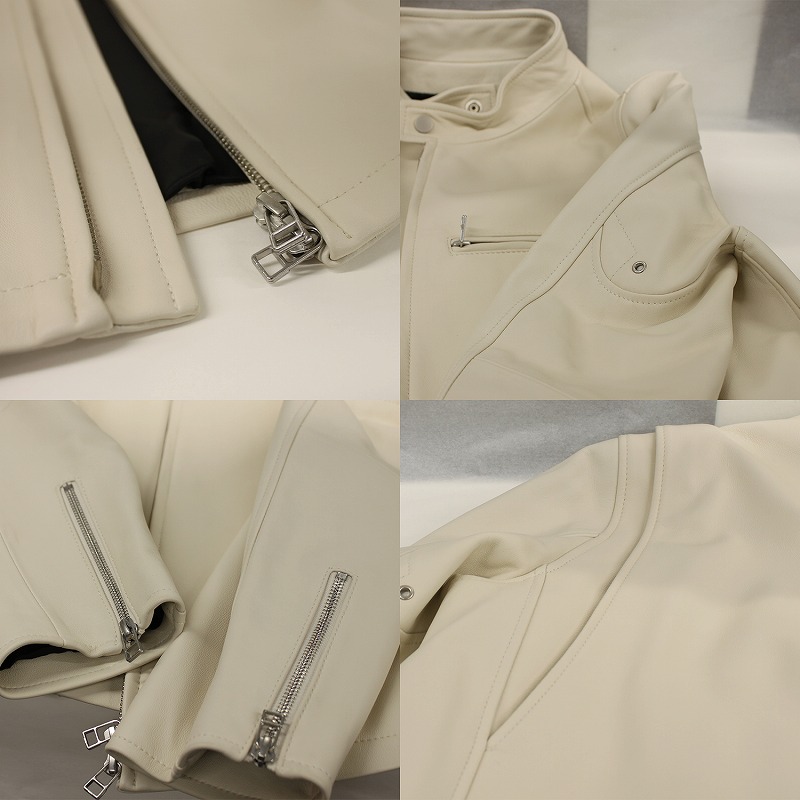 本革 シングルライダースジャケット メンズ ラムレザージャケット M/L
