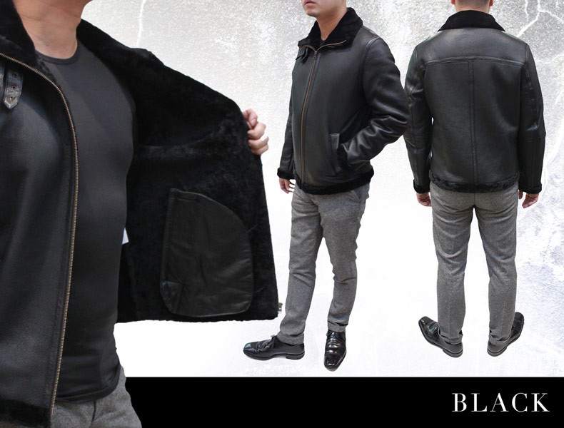 ムートンジャケット メンズ レザージャケット B-3 ブルゾンジャケット