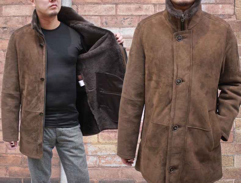 信頼のブランド有名メーカー ムートンジャケット メンズ ダブル