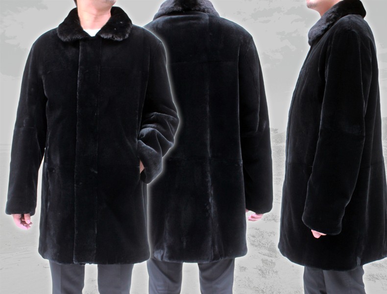 レッキス＆ミンク ファーコート メンズ 毛皮コート スタンドウィング