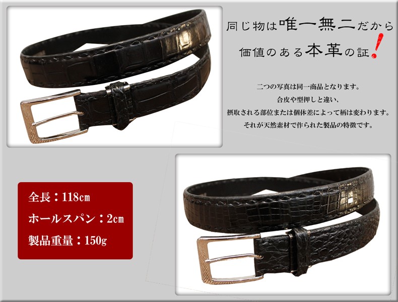 【未使用】シャイニングクロコ✨crocodile ベルト　レザー　鰐 06001323-40.jpg