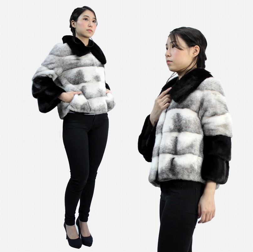 毛皮ジャケット レディース ファージャケット ミンク 毛皮 クロス