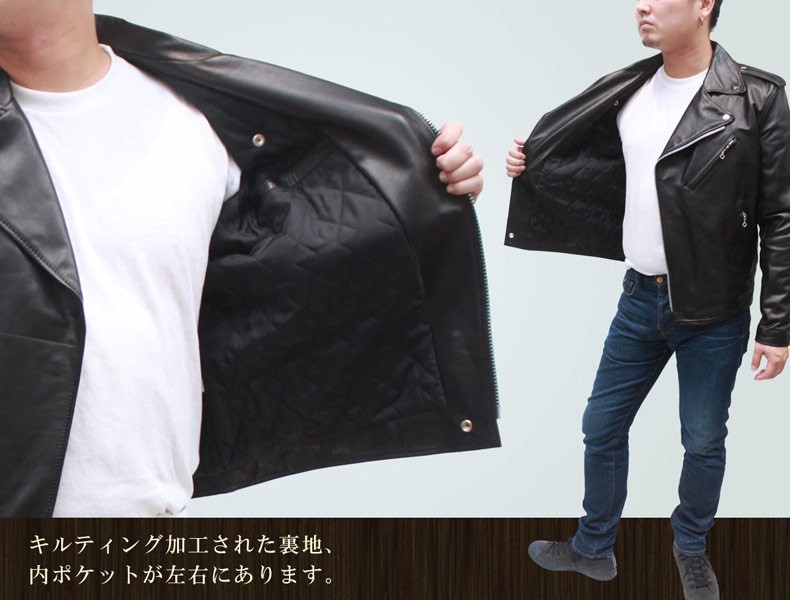 ライダースジャケット メンズ 革ジャン 馬革 ダブルライダース レザー