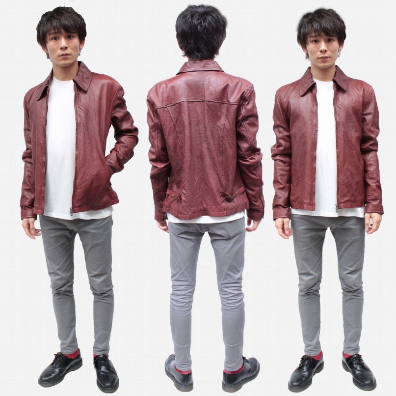 レザージャケット メンズ ライダースジャケット ウォッシュ加工 本革