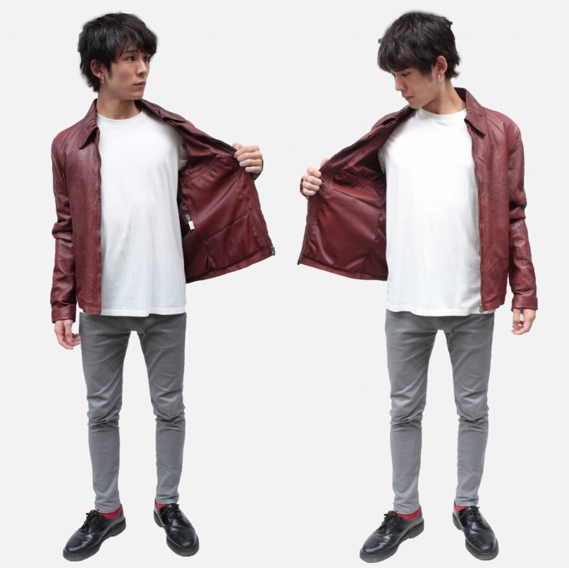 レザージャケット メンズ ライダースジャケット ウォッシュ加工 本革