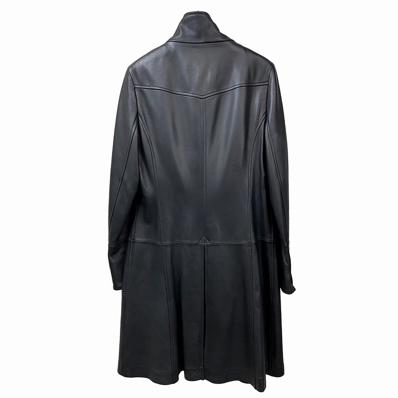 相談中ラムレザースタンドカラーロングコート Lサイズ ブラウン ラム革 レザーコート レディース ロングコート 本革 スタンドカラー