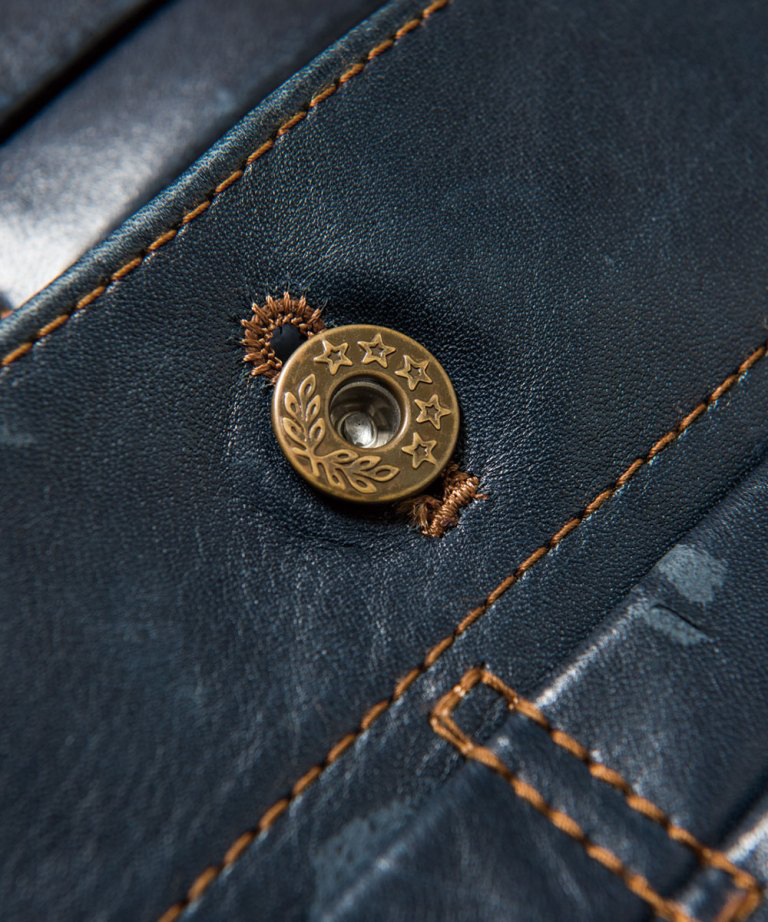 美品 45rpm レザージャケット 牛革 2 ネイビー Y'2 LEATHER INDIGO HORSE 2nd Type Gシ?ャン 本革 革ジャン