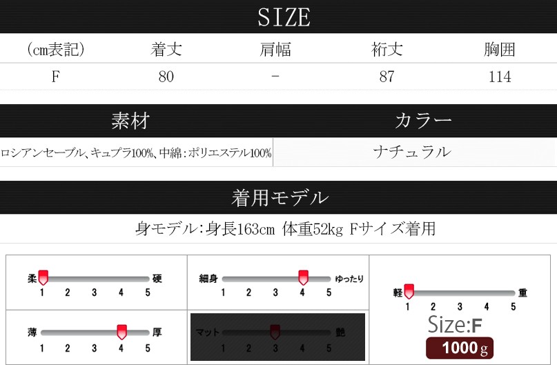 レディース 毛皮コート ファーコート ロシアンセーブル ノーカラー