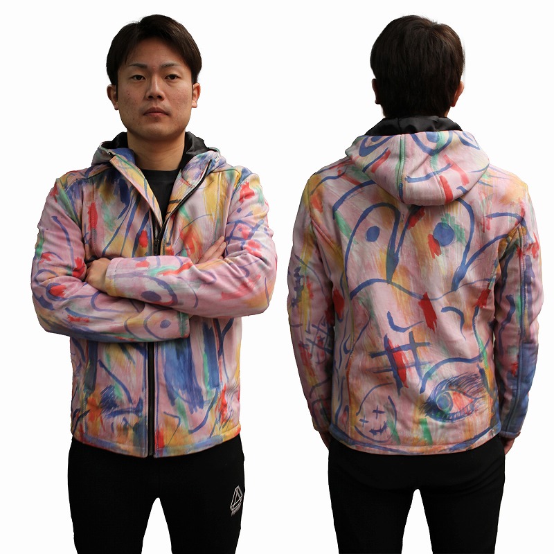 756 NO ID. フード付きラムレザージャケット 赤　フーデット 756 NO ID. フード付きラムレザージャケット 赤 フーデット（本