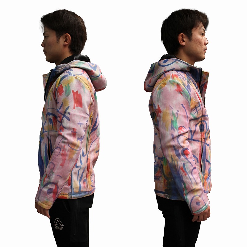 ラム革 フード付き レザージャケット メンズ レインボーカラー 派手