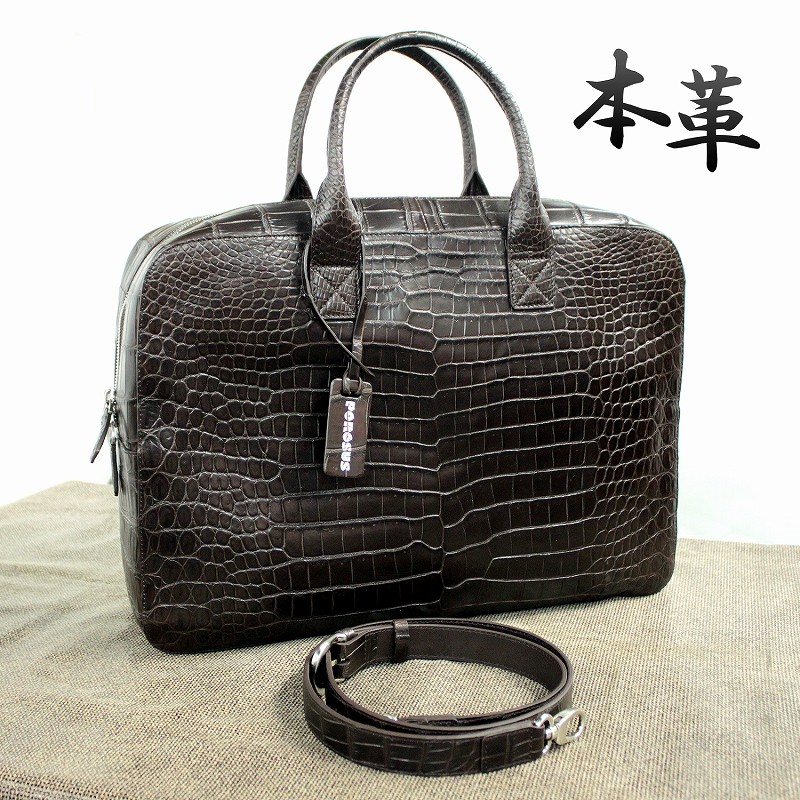 最高級クロコダイル ポロサス メンズ 本革バッグ ビジネスバッグ A4