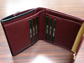 2354 牛革 二つ折り財布 ダブルカブセ 金具付 カラーコンビ 牛革