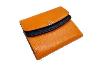 2354 牛革 二つ折り財布 ダブルカブセ 金具付 カラーコンビ 牛革