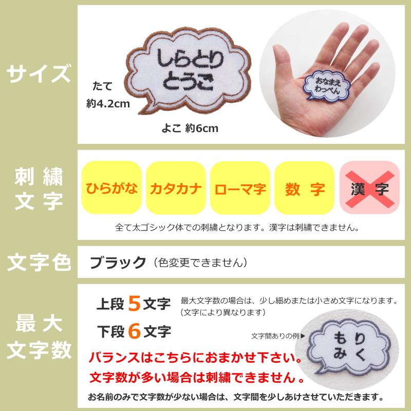 ◇オーダー品◇お名前ワッペン（吹き出し型）【1枚のお値段