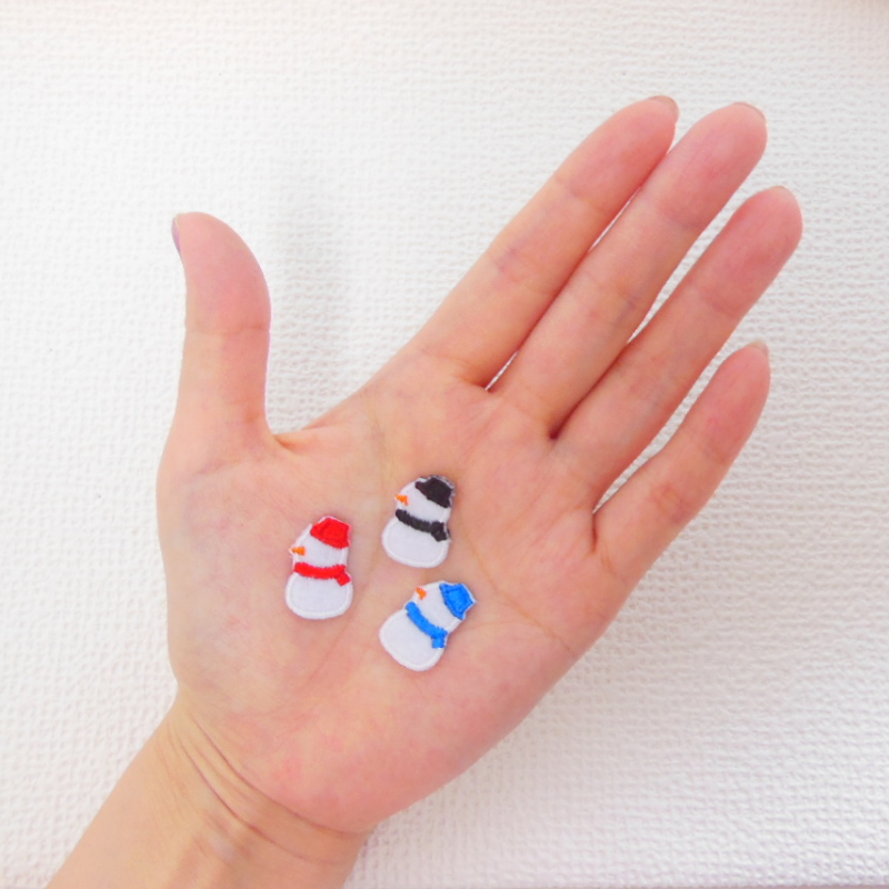 ☆お好きなカラーで3枚選べます☆雪だるまワッペン3枚セット【アイロン