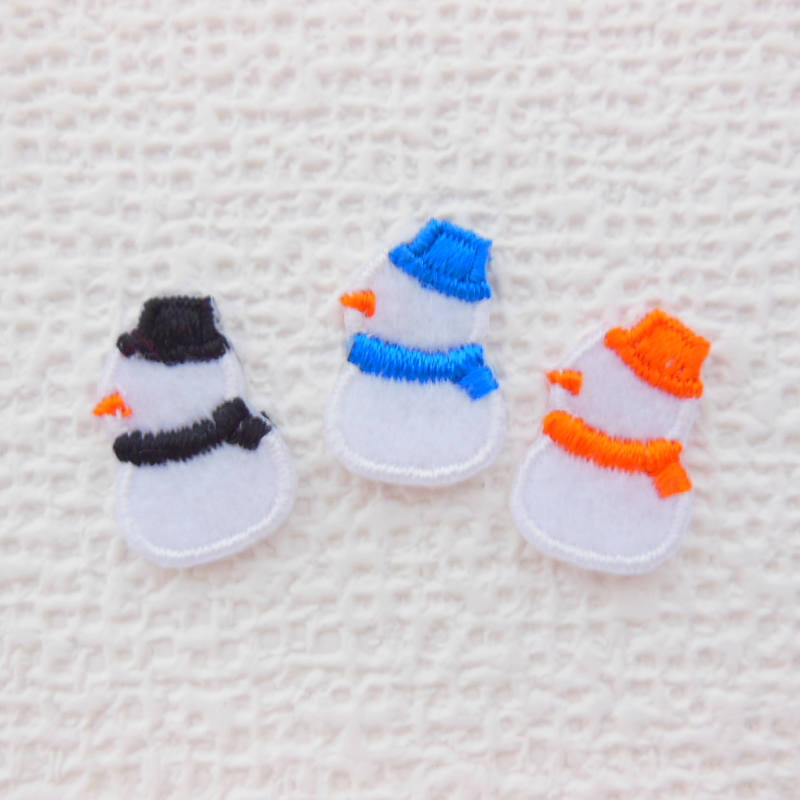 ☆お好きなカラーで3枚選べます☆雪だるまワッペン3枚セット【アイロン