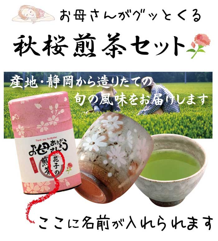 煎茶と秋桜湯のみセット　イメージ