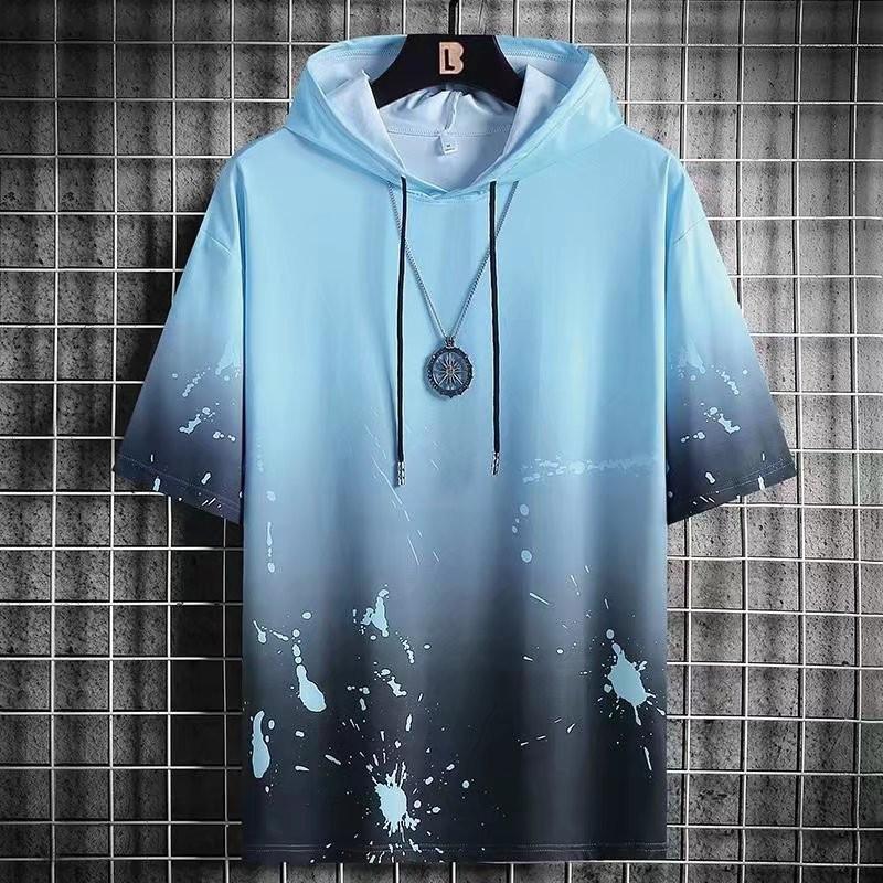 半袖パーカー メンズ パーカー ス 半袖tシャツ 切り替え プルオーバー スポーツ 父の日 夏 お兄系 ひんやり フード付き 吸汗速乾 | ブランド登録なし | 01