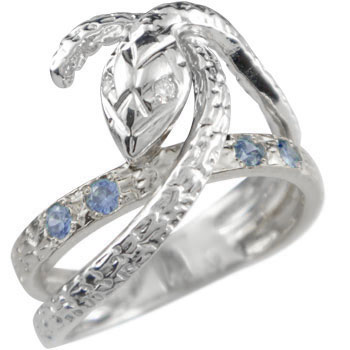 18金 蛇 リング タンザナイト ダイヤモンド スネーク 指輪 ホワイトゴールドk18 12月誕生石 レディース メンズ 18k