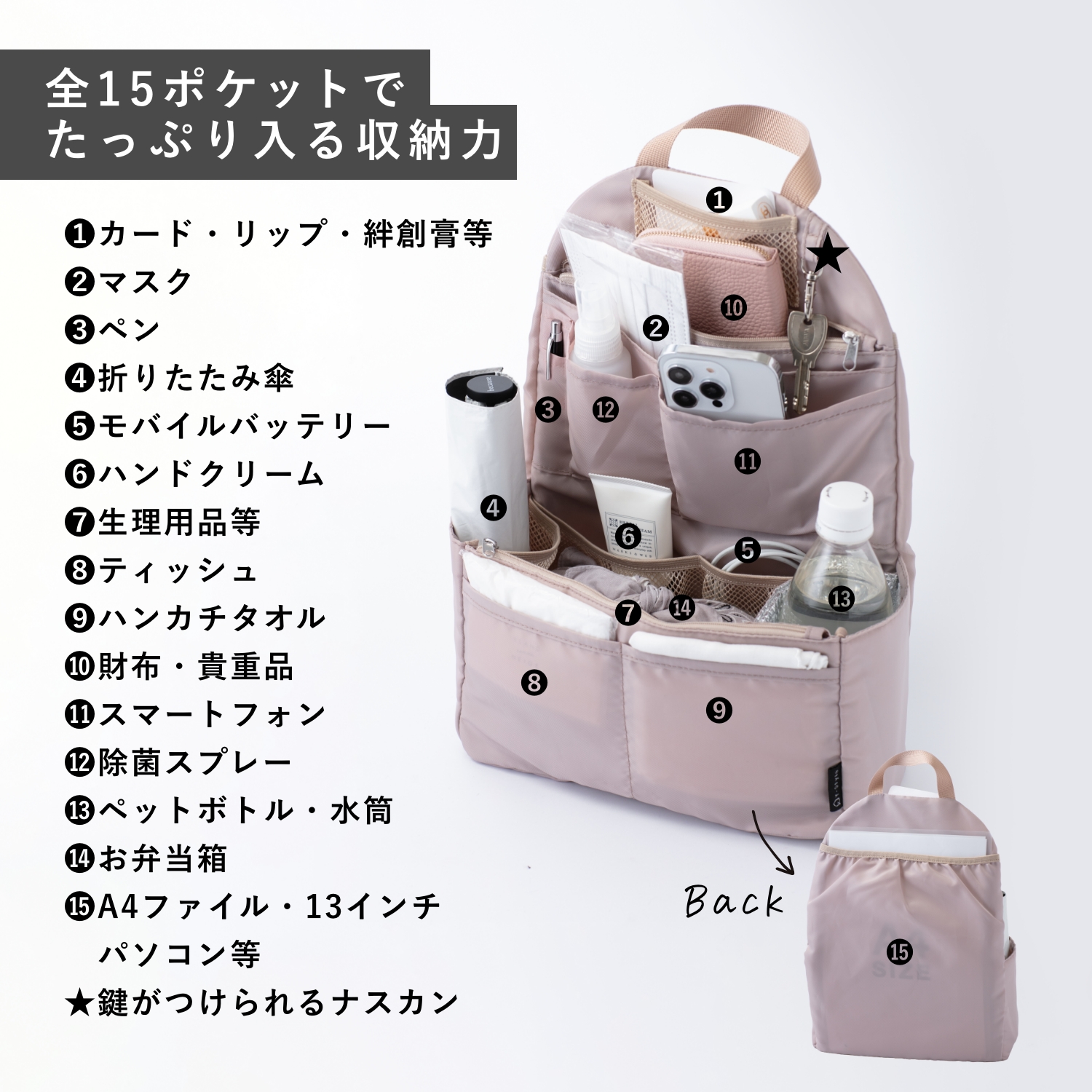 YーStyle Y-Style 収納力がすごいバッグインリュック 全15ポケット