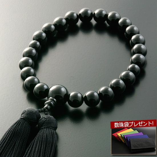 数珠 男性用 みやこ房 黒オニキス 念珠袋付き Ｍ-030｜kb-hayashi