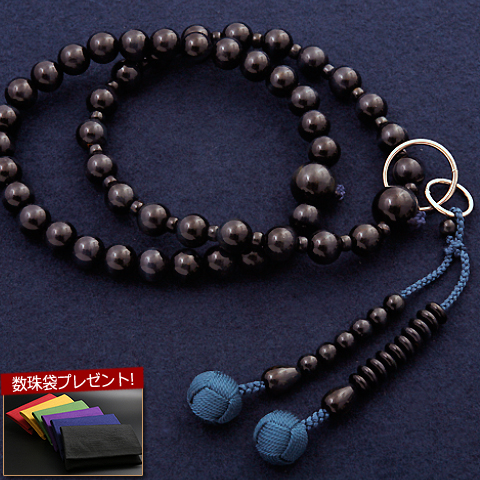 京仏壇はやし 数珠 浄土宗 白檀 (女性用) 正式 本式 数珠袋セット SW
